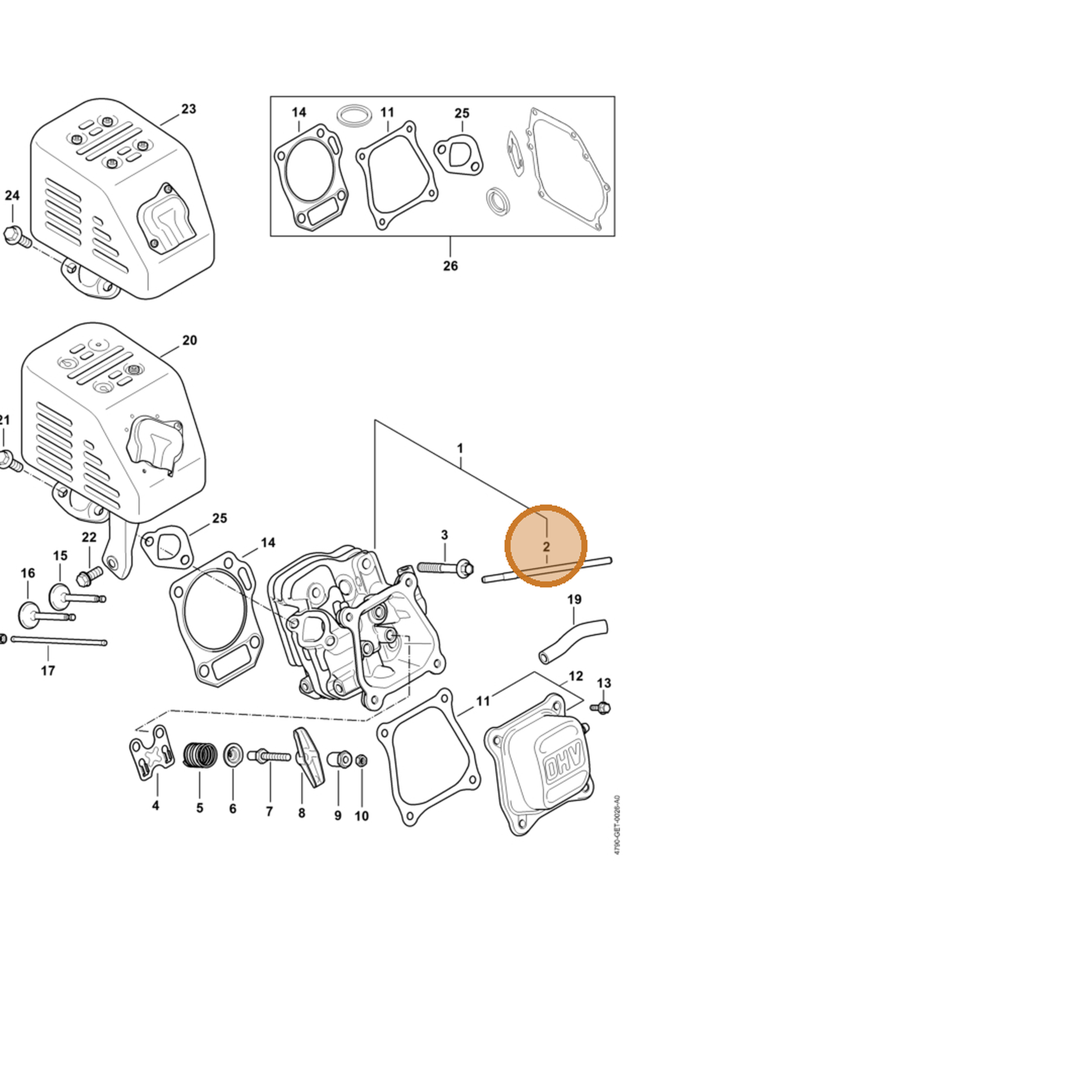STIHL part 4790-038-0301 — IPL diagram snippet (6x zoom, amber highlight)