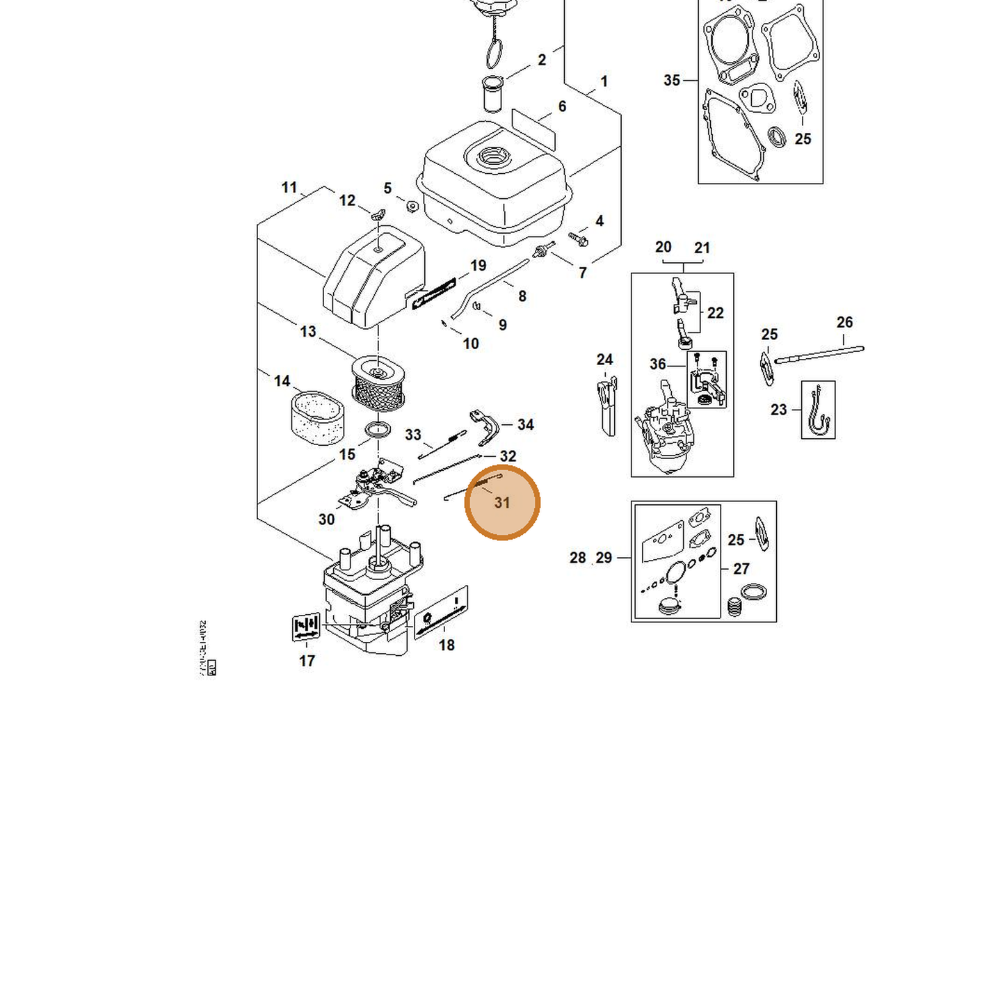 STIHL part 4790-104-2101 — IPL diagram snippet (6x zoom, amber highlight)