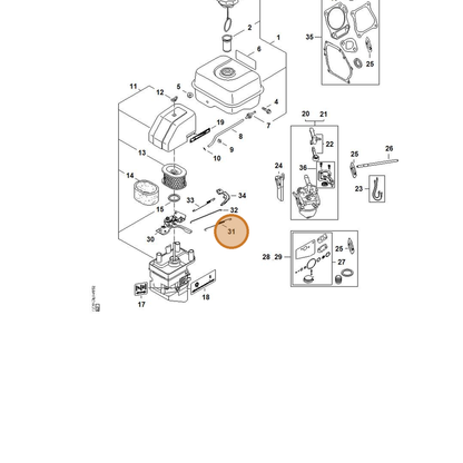 STIHL part 4790-104-2101 — IPL diagram snippet (6x zoom, amber highlight)