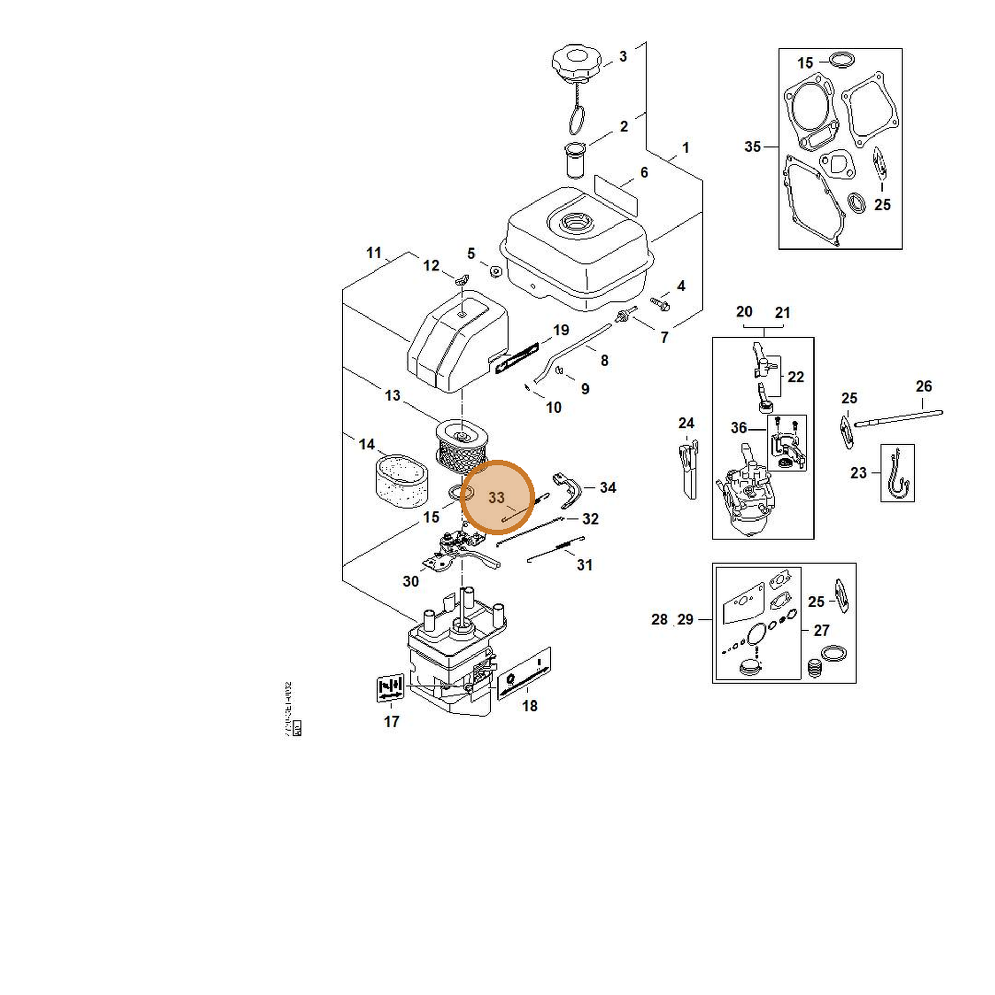STIHL part 4790-104-2102 — IPL diagram snippet (6x zoom, amber highlight)
