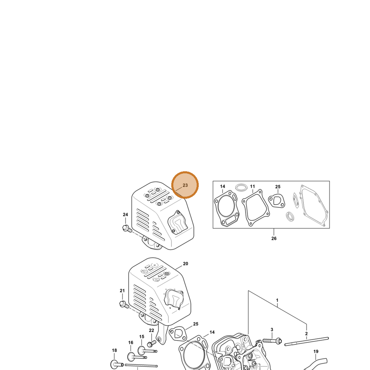 STIHL part 4790-140-0600 — IPL diagram snippet (6x zoom, amber highlight)