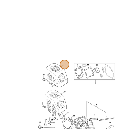STIHL part 4790-140-0600 — IPL diagram snippet (6x zoom, amber highlight)