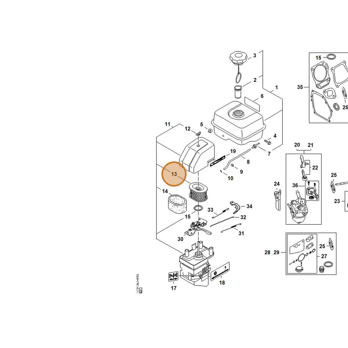 STIHL part 4790-140-4400 — IPL diagram snippet (6x zoom, amber highlight)