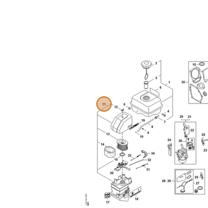 STIHL part 4790-141-0500 — IPL diagram snippet (6x zoom, amber highlight)