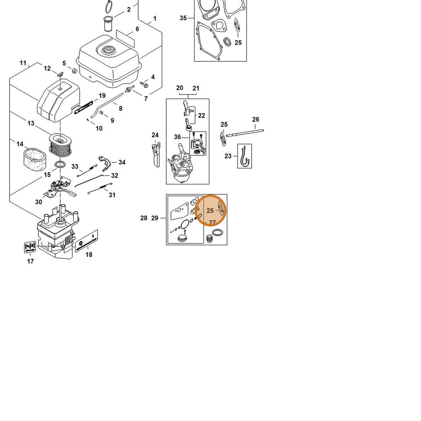 STIHL part 4790-149-0501 — IPL diagram snippet (6x zoom, amber highlight)