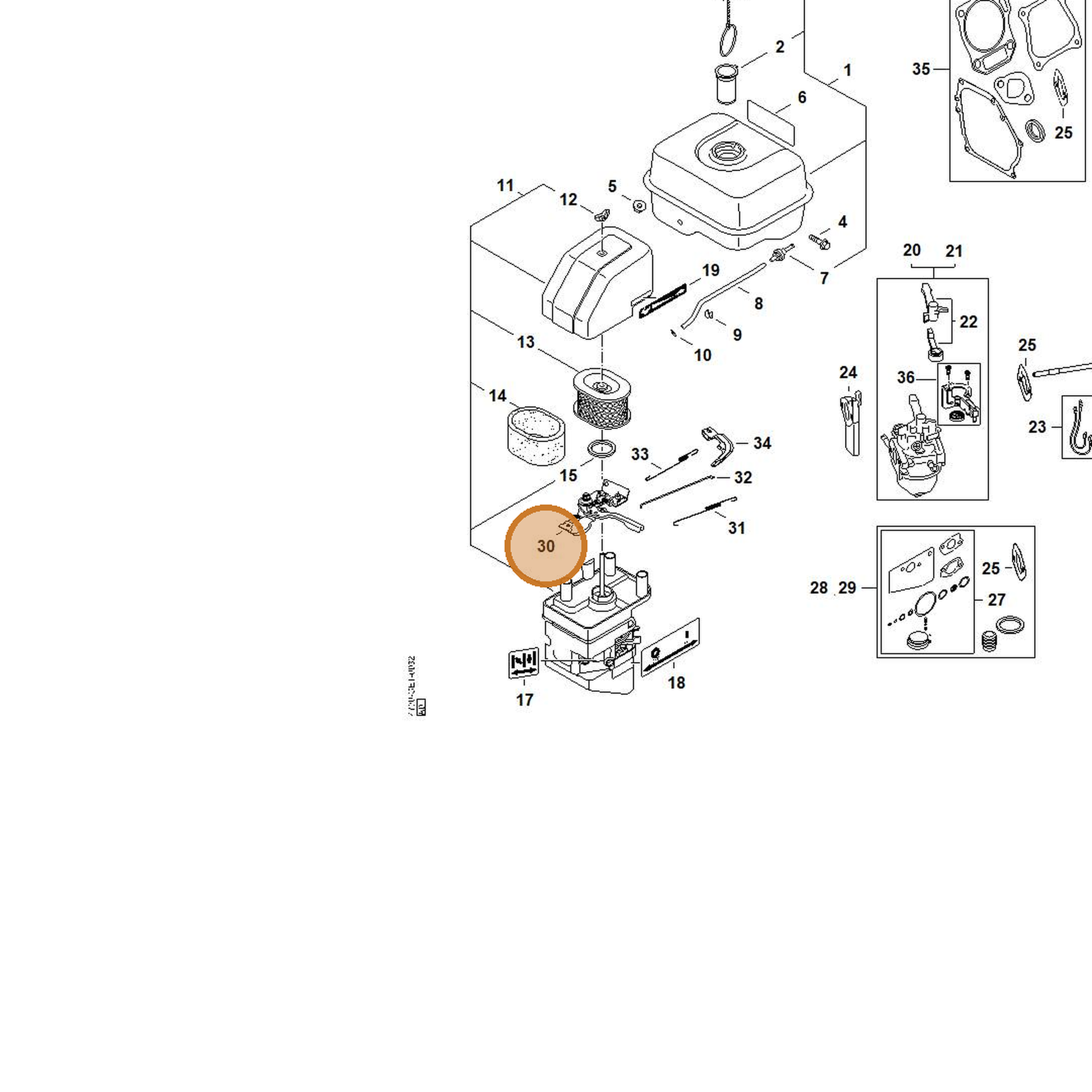 STIHL part 4790-180-1800 — IPL diagram snippet (6x zoom, amber highlight)