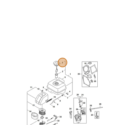 STIHL part 4790-353-0500 — IPL diagram snippet (6x zoom, amber highlight)