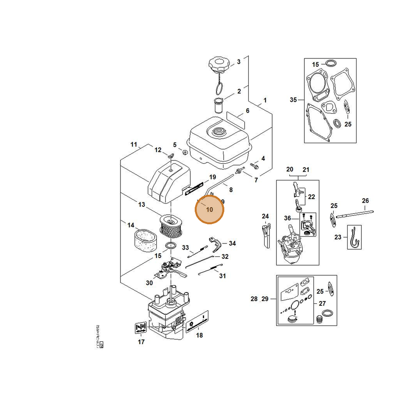 STIHL part 4790-358-7900 — IPL diagram snippet (6x zoom, amber highlight)