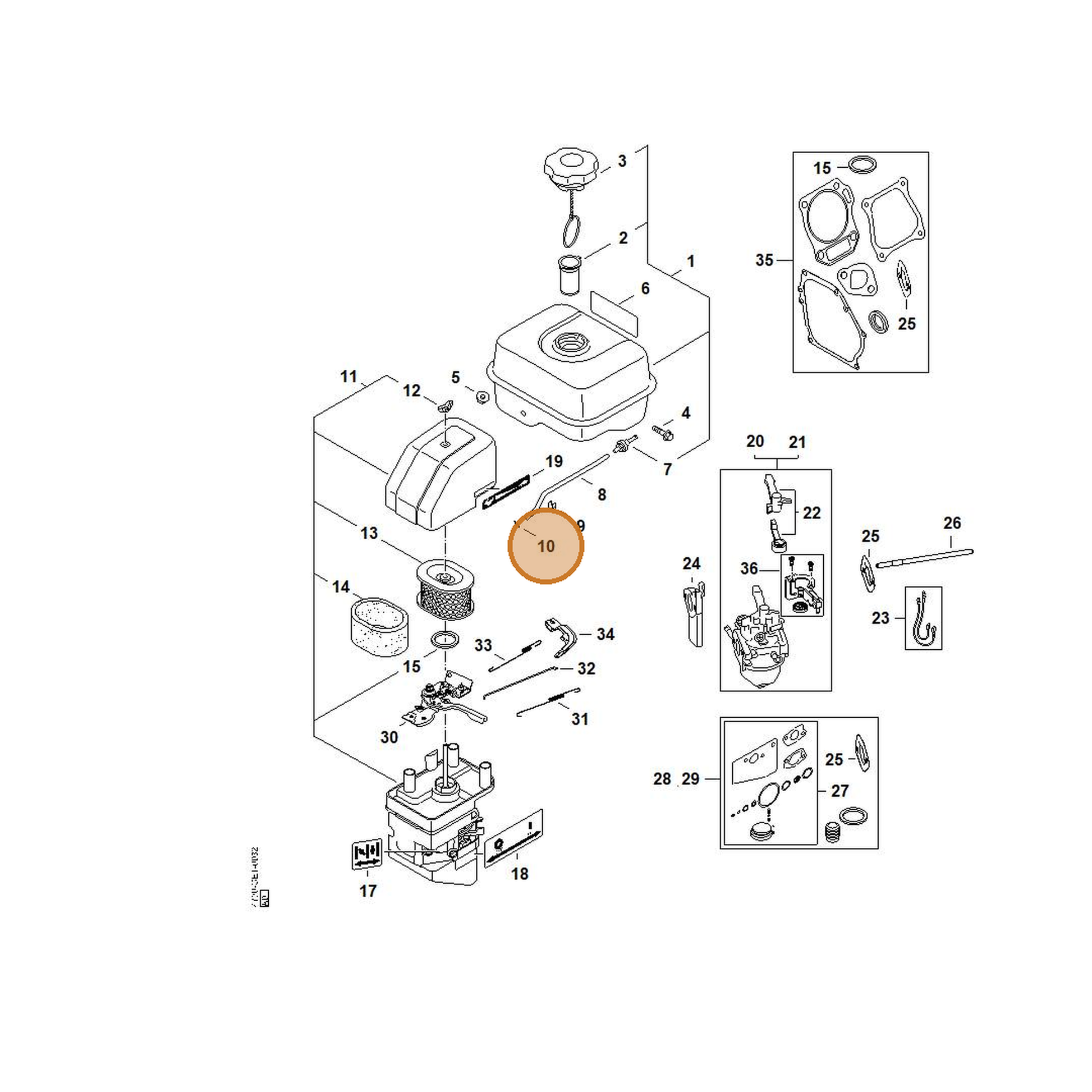 STIHL part 4790-358-7900 — IPL diagram snippet (6x zoom, amber highlight)