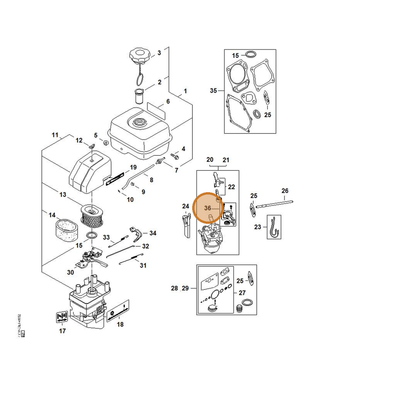 STIHL part 4790-430-0500 — IPL diagram snippet (6x zoom, amber highlight)