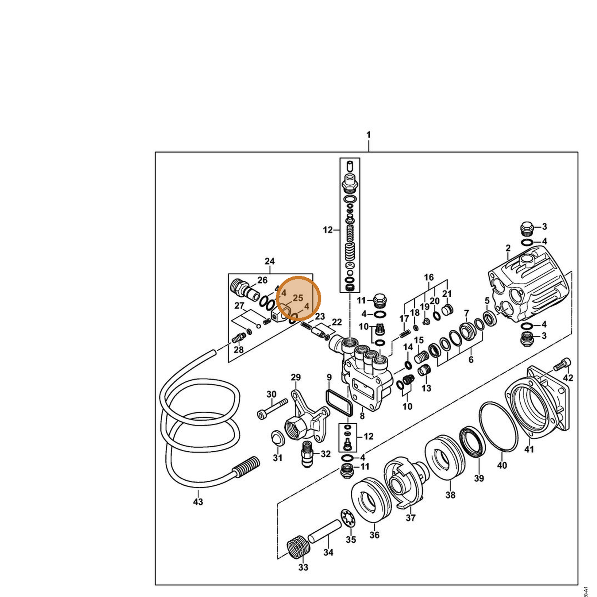 STIHL part 4790-511-0100 — IPL diagram snippet (6x zoom, amber highlight)