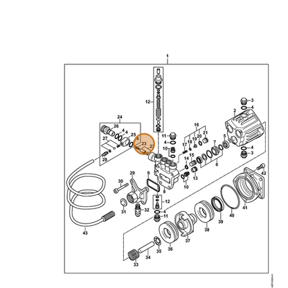 STIHL part 4790-518-0200 — IPL diagram snippet (6x zoom, amber highlight)