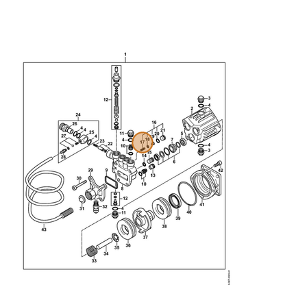 STIHL part 4790-518-0201 — IPL diagram snippet (6x zoom, amber highlight)