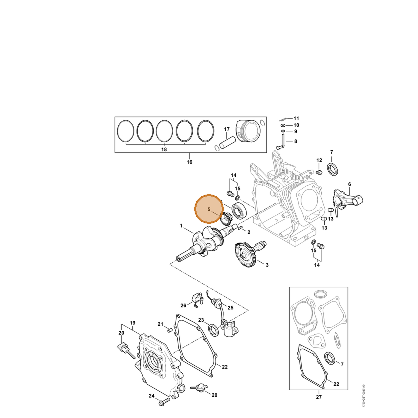 STIHL part 4790-642-0100 — IPL diagram snippet (6x zoom, amber highlight)