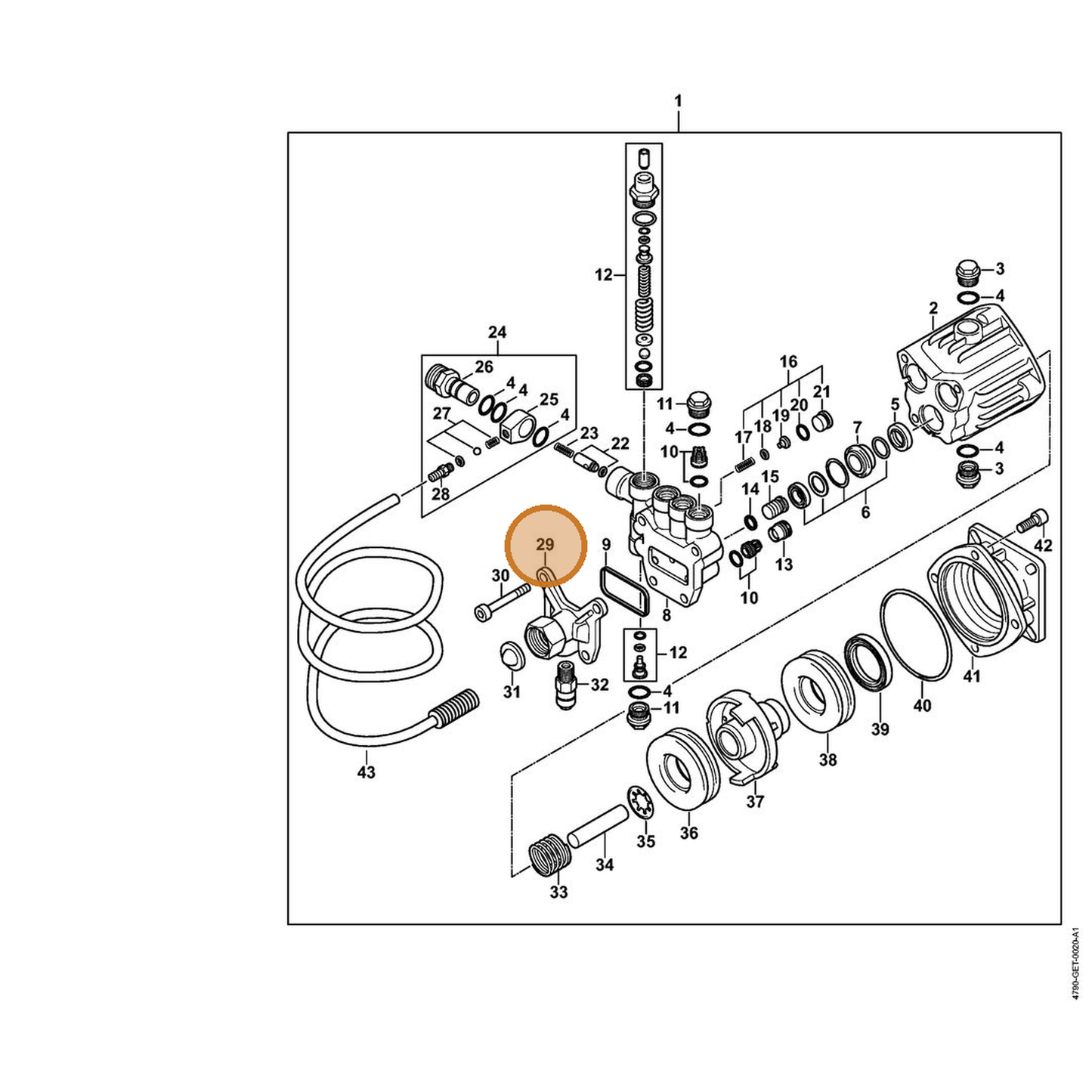 STIHL part 4790-700-1200 — IPL diagram snippet (6x zoom, amber highlight)