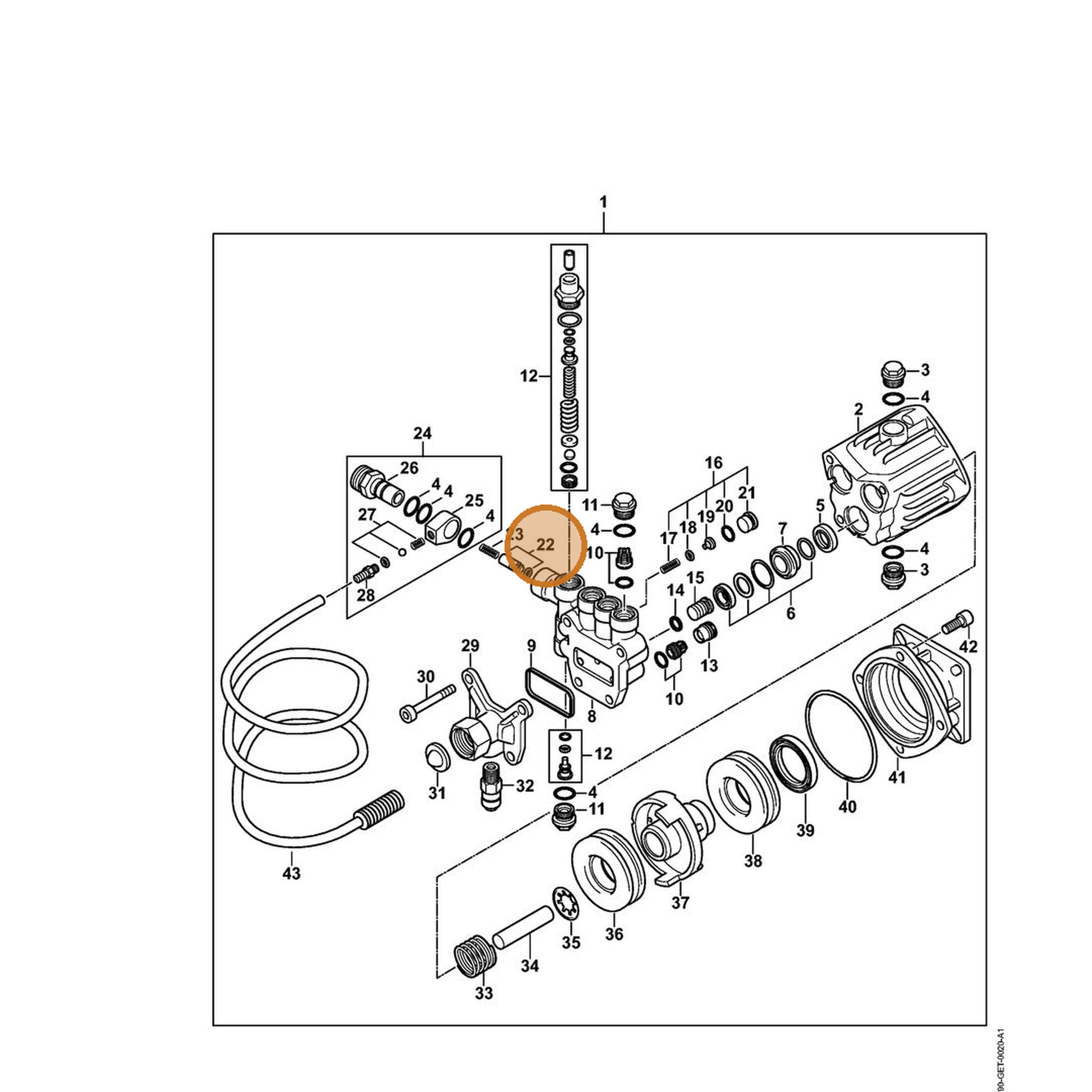 STIHL part 4790-700-6201 — IPL diagram snippet (6x zoom, amber highlight)