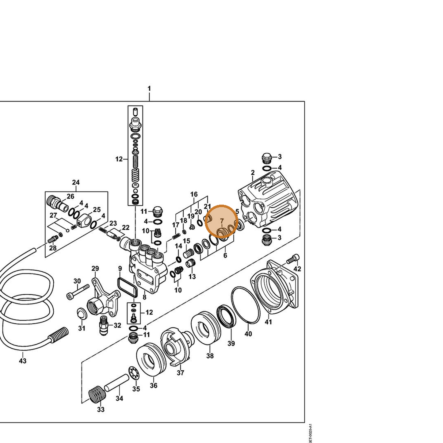 STIHL part 4790-705-0600 — IPL diagram snippet (6x zoom, amber highlight)