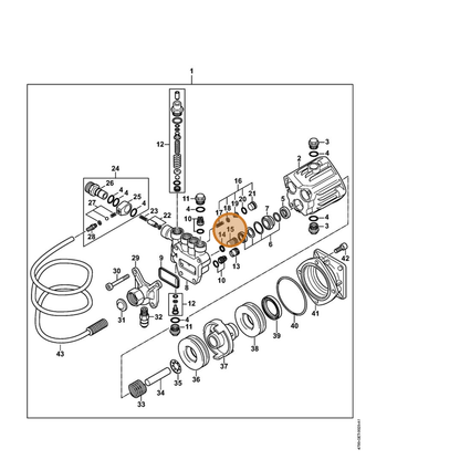 STIHL part 4790-708-5801 — IPL diagram snippet (6x zoom, amber highlight)