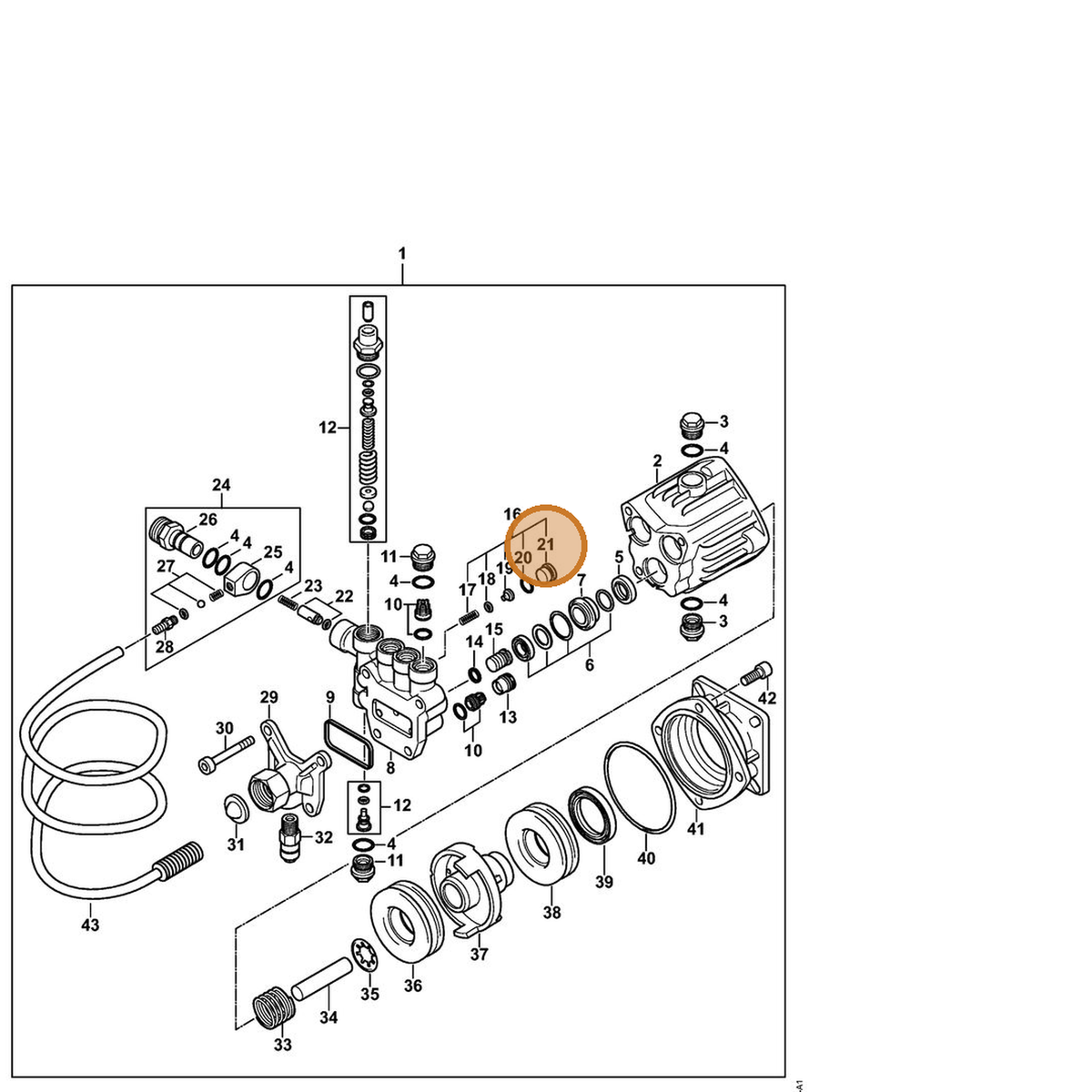 STIHL part 4790-708-5803 — IPL diagram snippet (6x zoom, amber highlight)