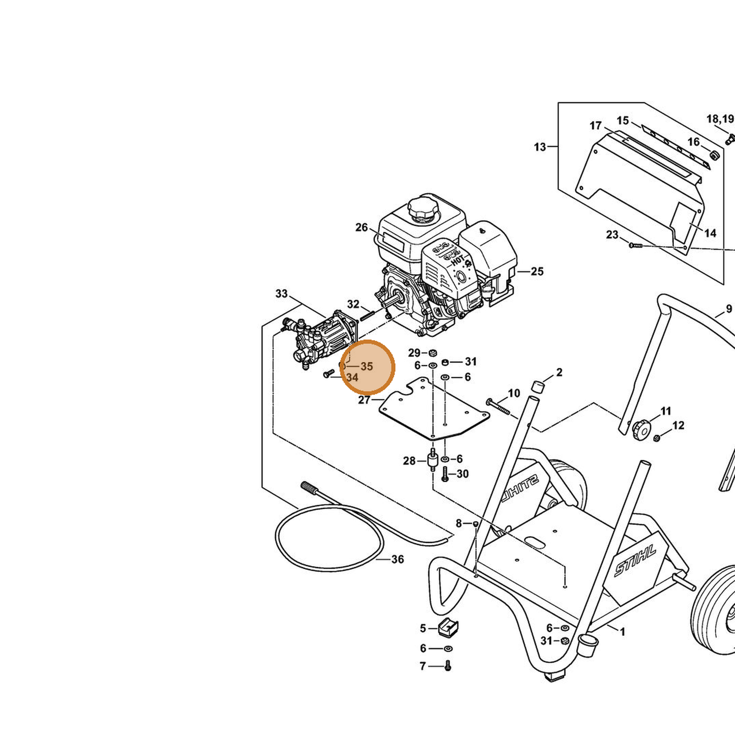 STIHL part 4790-791-9701 — IPL diagram snippet (6x zoom, amber highlight)