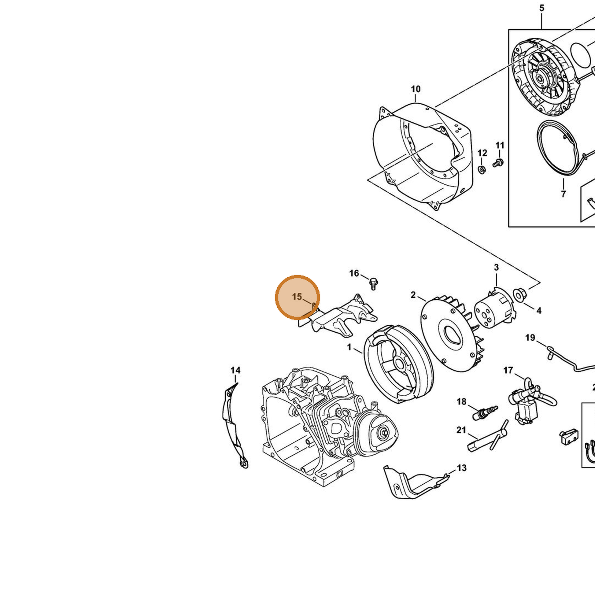 STIHL part 4791-021-1701 — IPL diagram snippet (6x zoom, amber highlight)