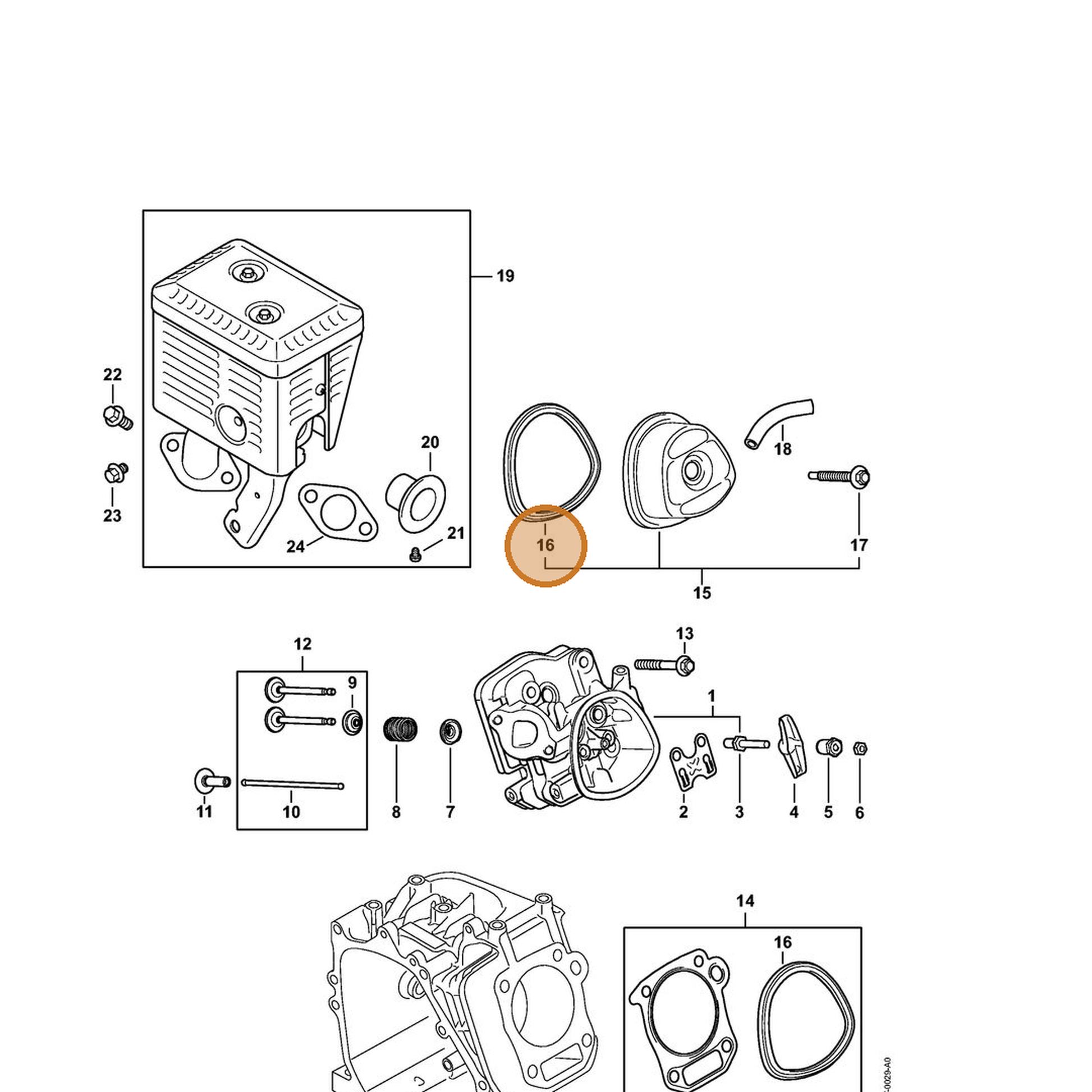 STIHL part 4791-029-0500 — IPL diagram snippet (6x zoom, amber highlight)