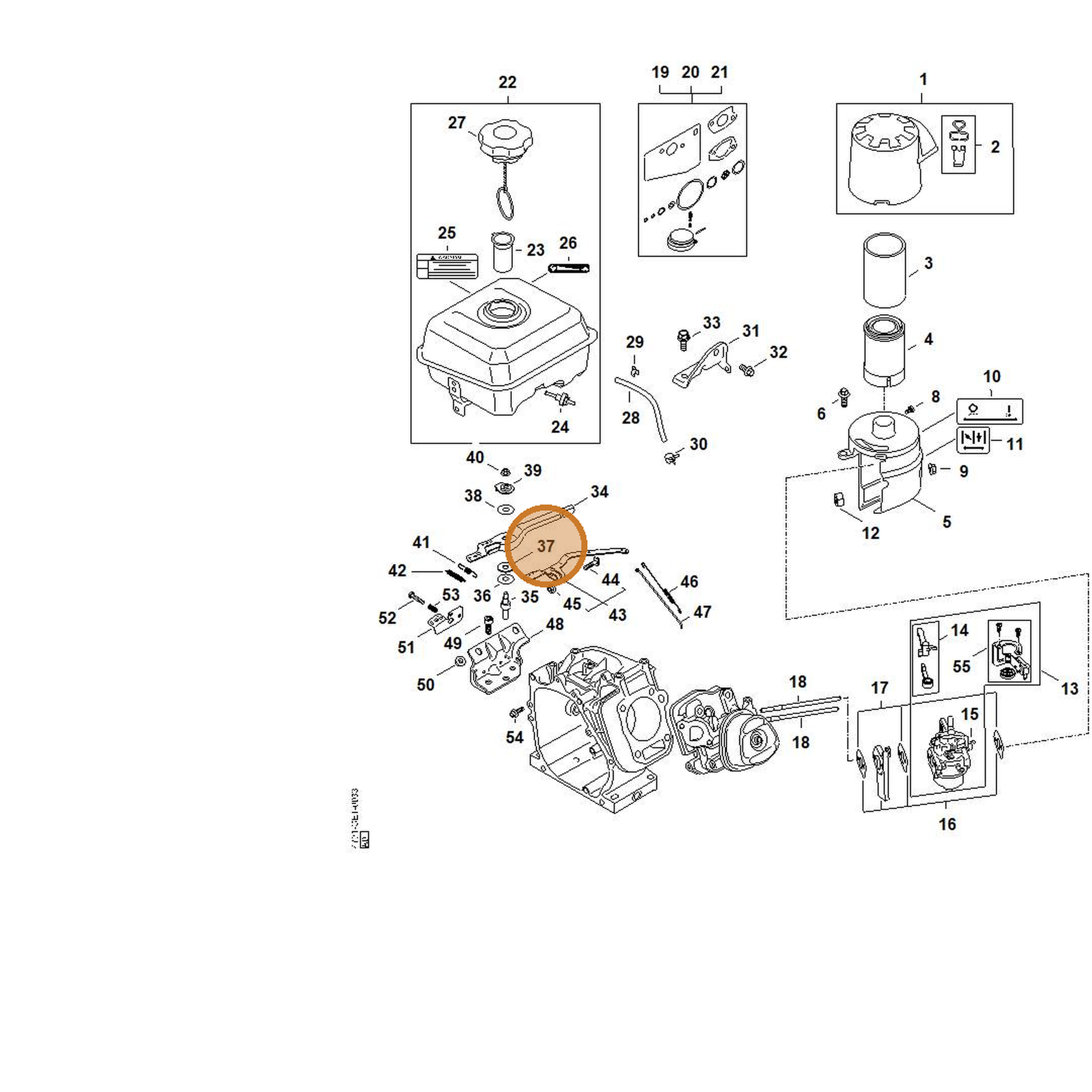STIHL part 4791-036-0304 — IPL diagram snippet (6x zoom, amber highlight)