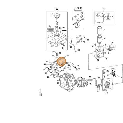 STIHL part 4791-036-0304 — IPL diagram snippet (6x zoom, amber highlight)
