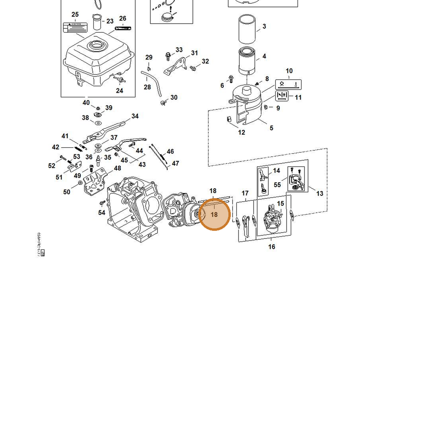 STIHL part 4791-038-0300 — IPL diagram snippet (6x zoom, amber highlight)