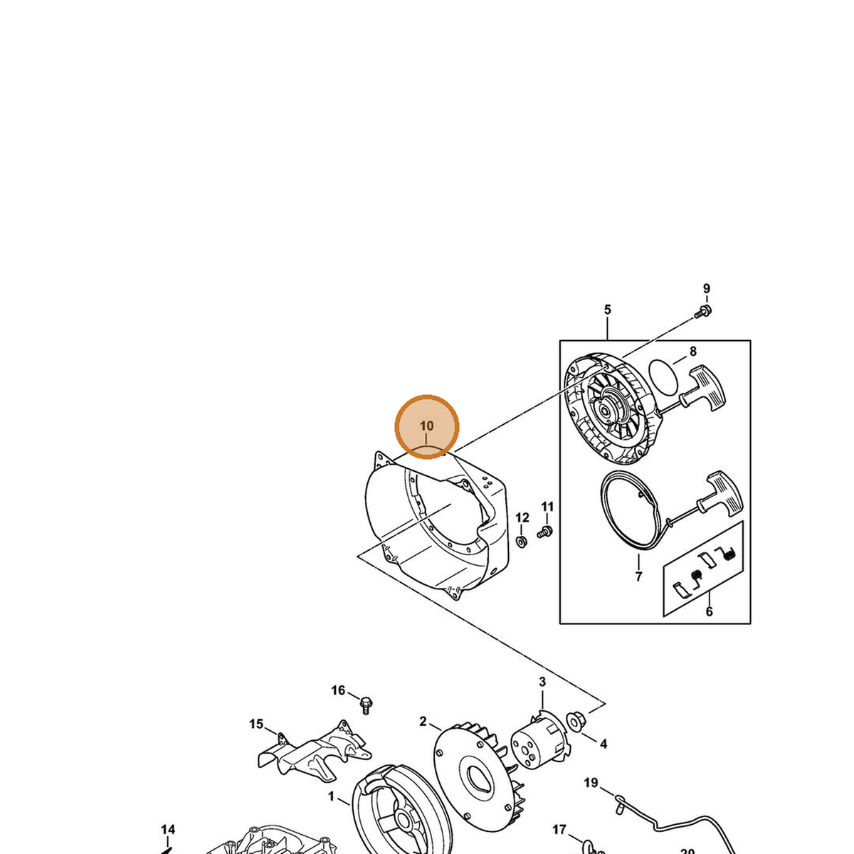 STIHL part 4791-084-1000 — IPL diagram snippet (6x zoom, amber highlight)