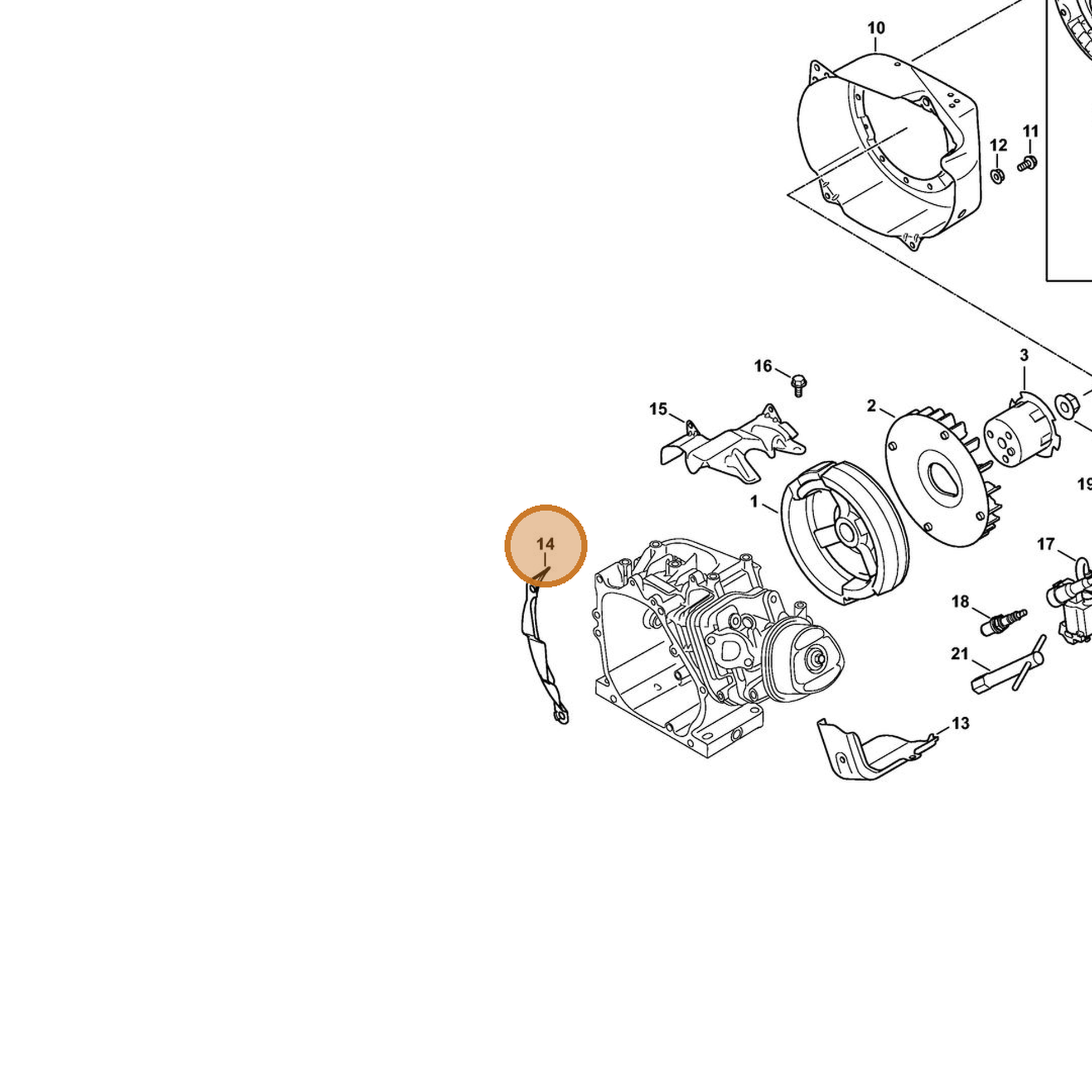 STIHL part 4791-084-2000 — IPL diagram snippet (6x zoom, amber highlight)