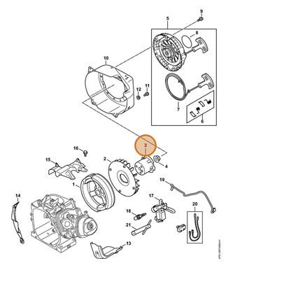 STIHL part 4791-086-2100 — IPL diagram snippet (6x zoom, amber highlight)