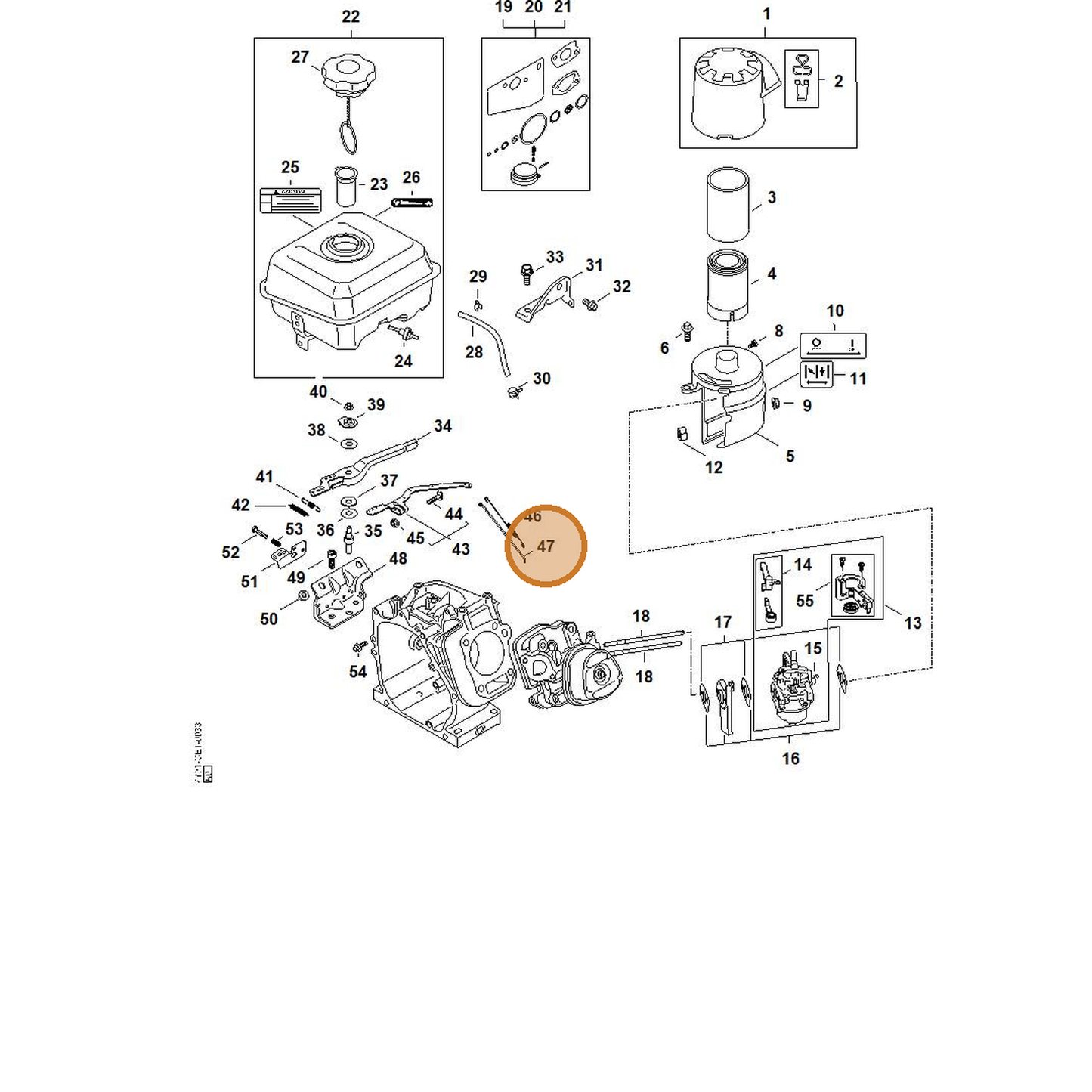 STIHL part 4791-104-0500 — IPL diagram snippet (6x zoom, amber highlight)