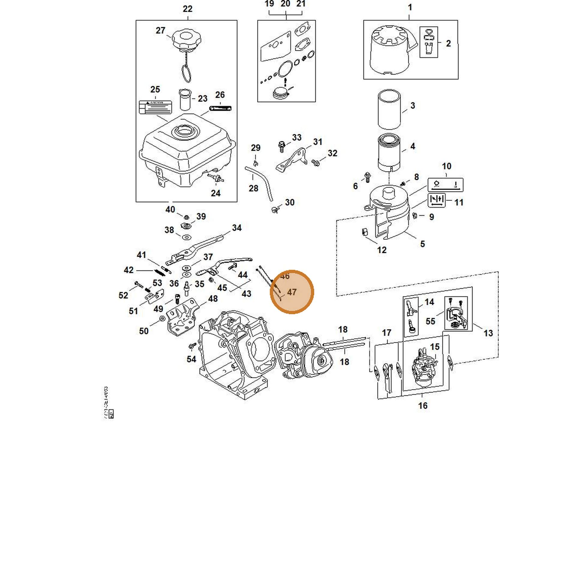 STIHL part 4791-104-0500 — IPL diagram snippet (6x zoom, amber highlight)