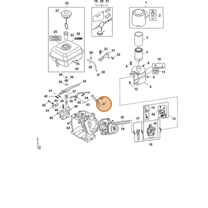 STIHL part 4791-104-0500 — IPL diagram snippet (6x zoom, amber highlight)