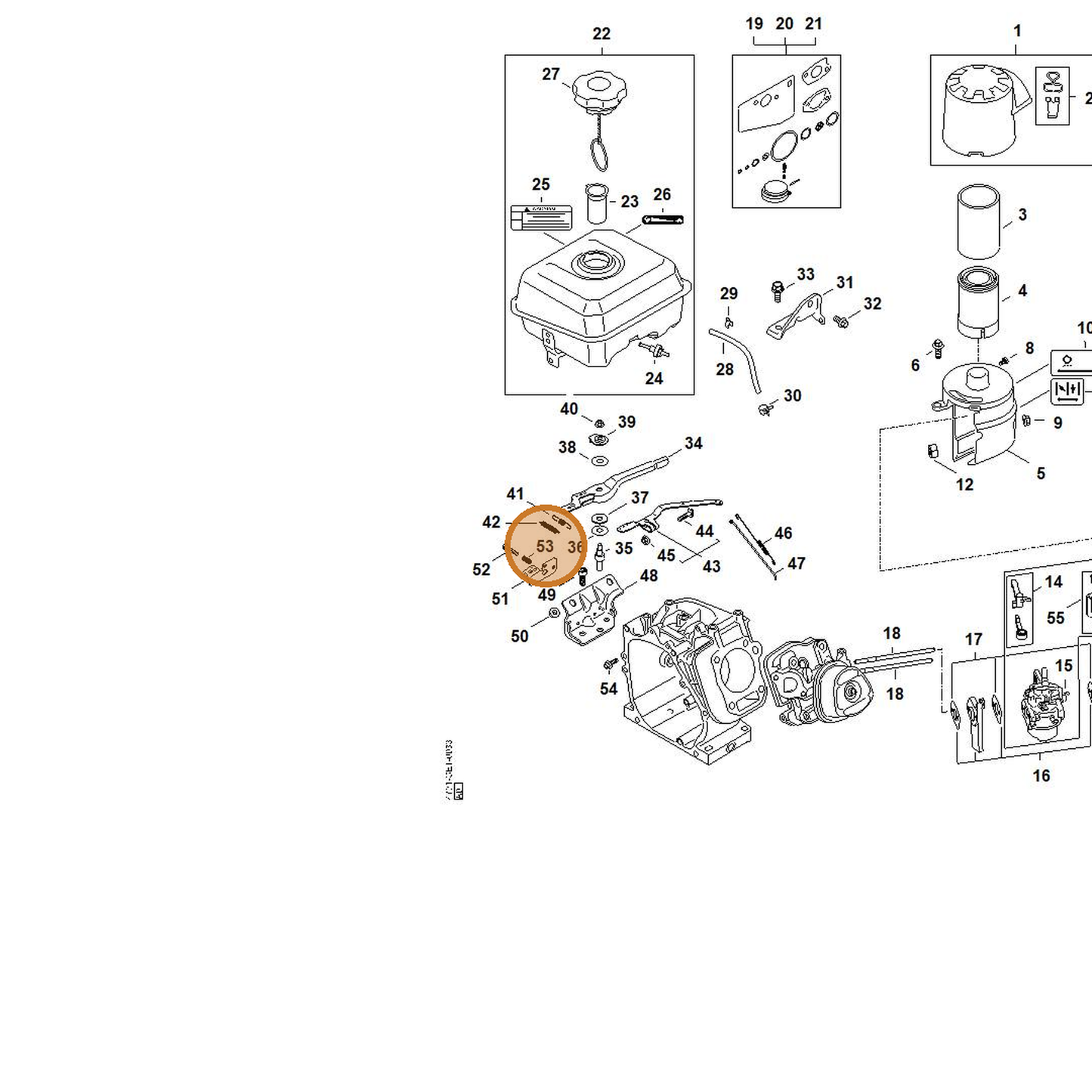 STIHL part 4791-104-2100 — IPL diagram snippet (6x zoom, amber highlight)