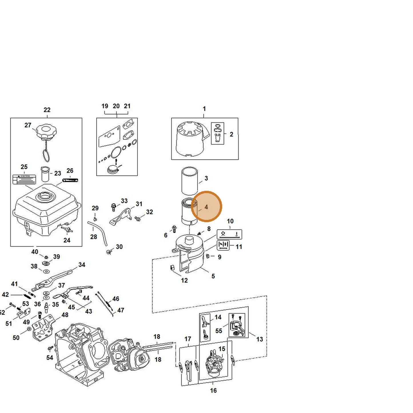 STIHL part 4791-140-4400 — IPL diagram snippet (6x zoom, amber highlight)