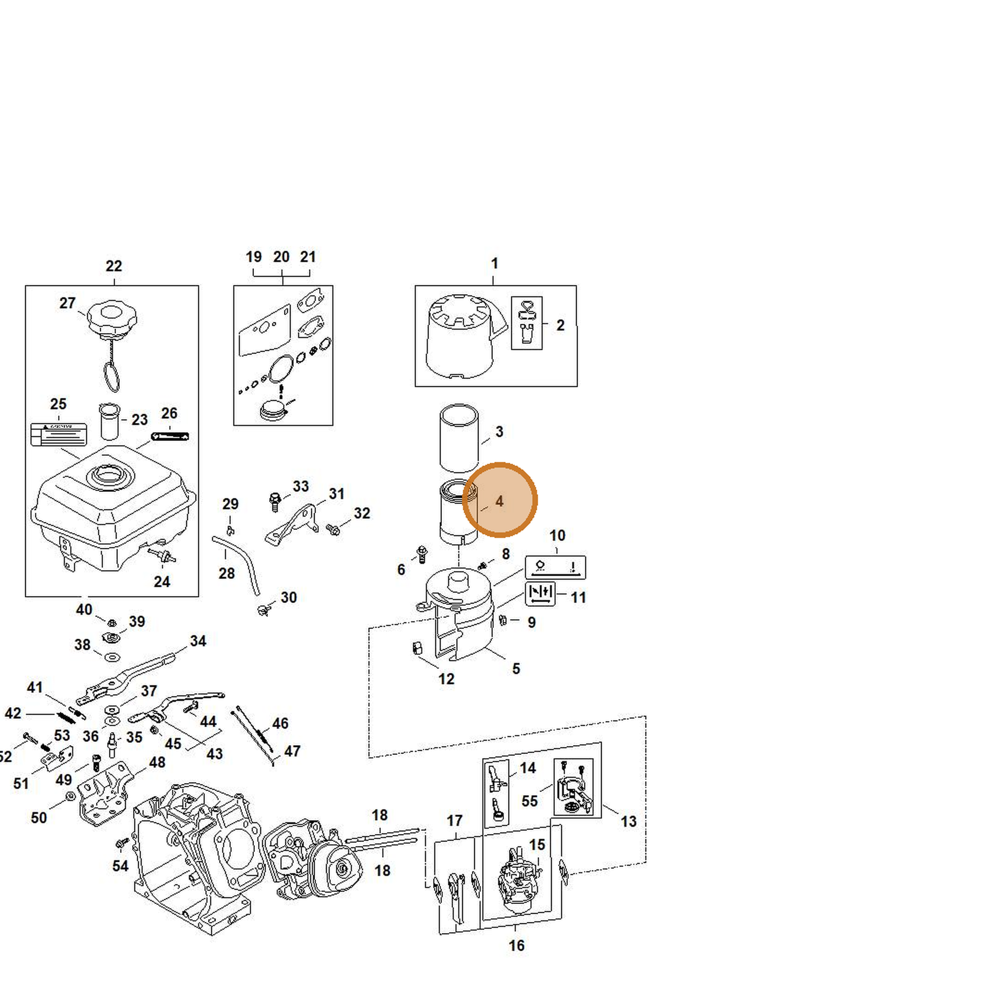 STIHL part 4791-140-4400 — IPL diagram snippet (6x zoom, amber highlight)