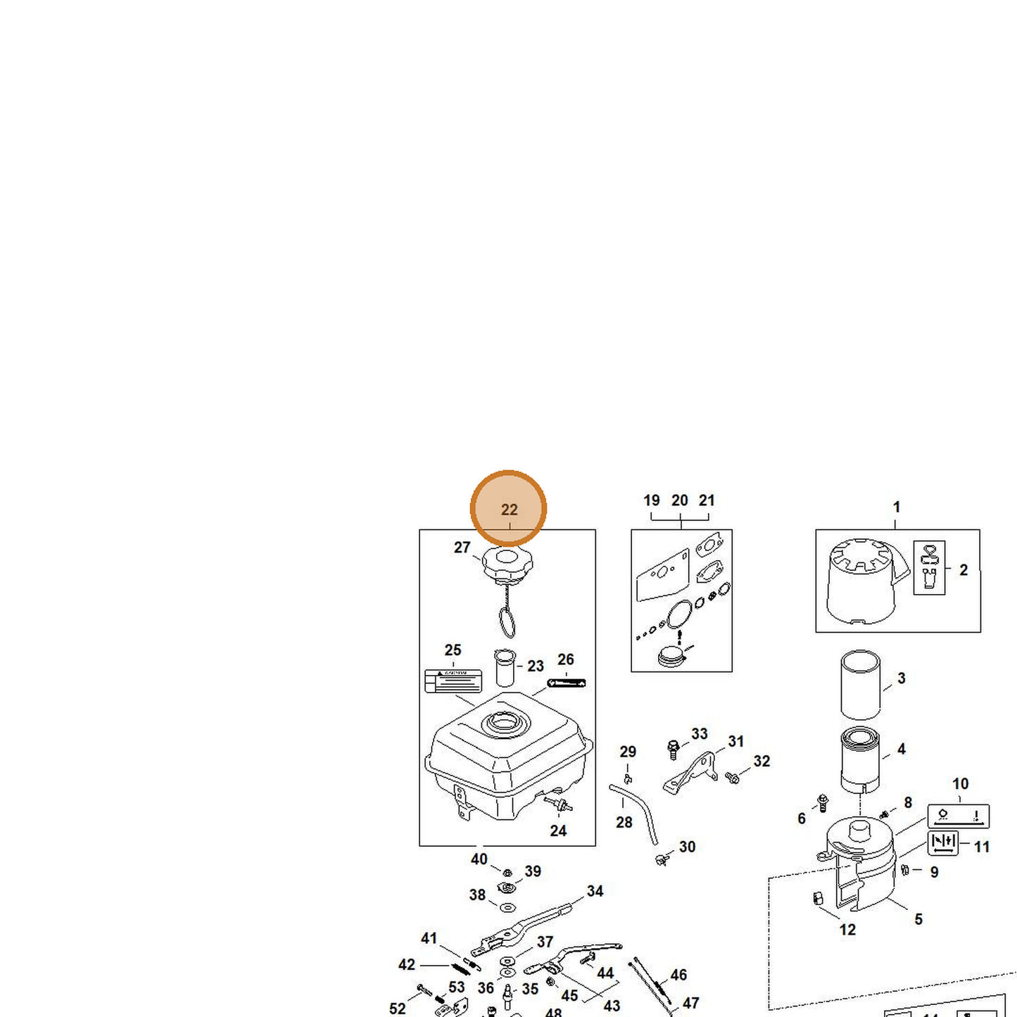 STIHL part 4791-350-0400 — IPL diagram snippet (6x zoom, amber highlight)