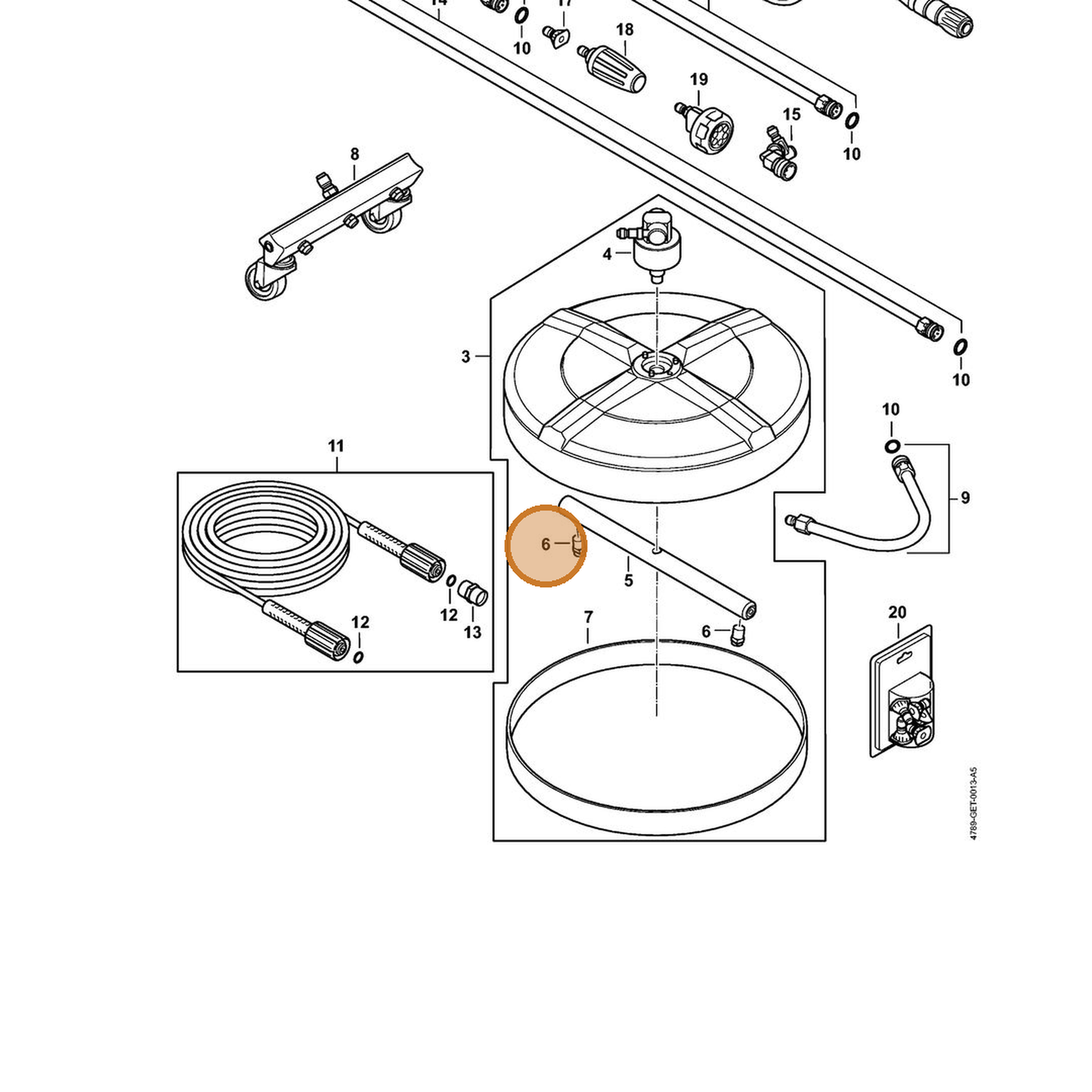 STIHL part 4791-502-1000 — IPL diagram snippet (6x zoom, amber highlight)