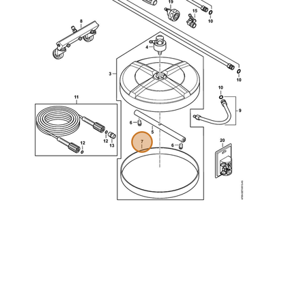 STIHL part 4791-504-0500 — IPL diagram snippet (6x zoom, amber highlight)