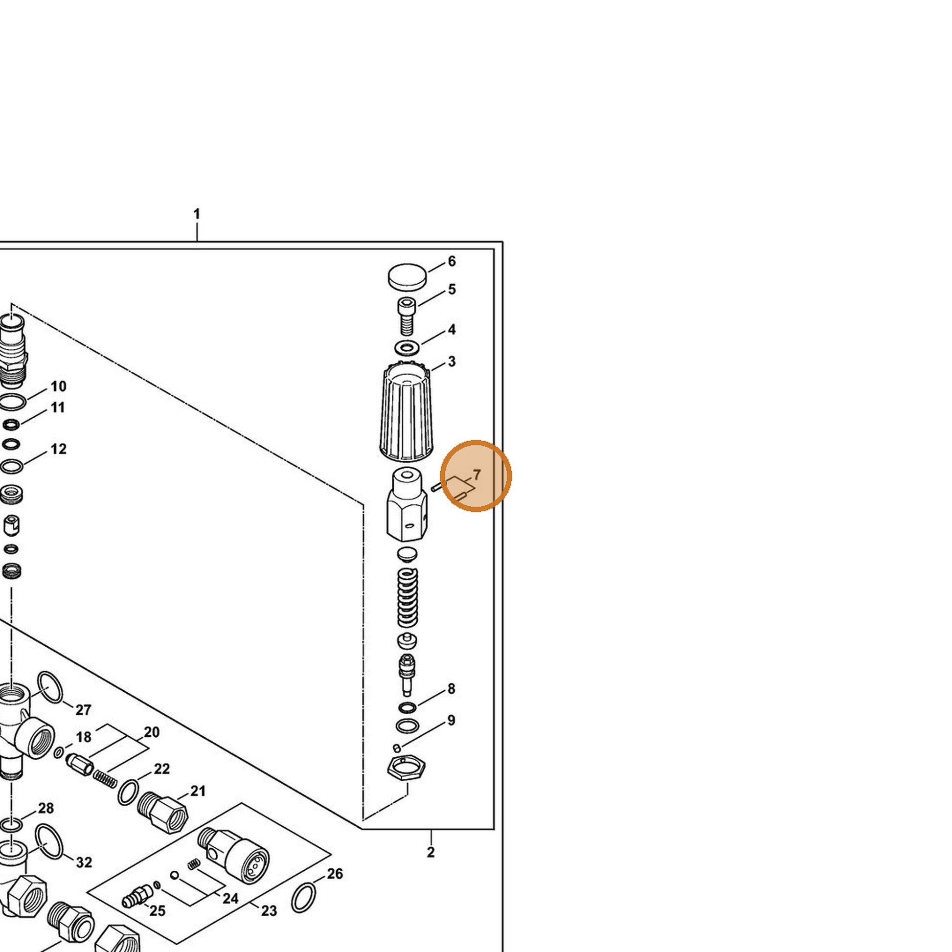 STIHL part 4791-518-1800 — IPL diagram snippet (6x zoom, amber highlight)