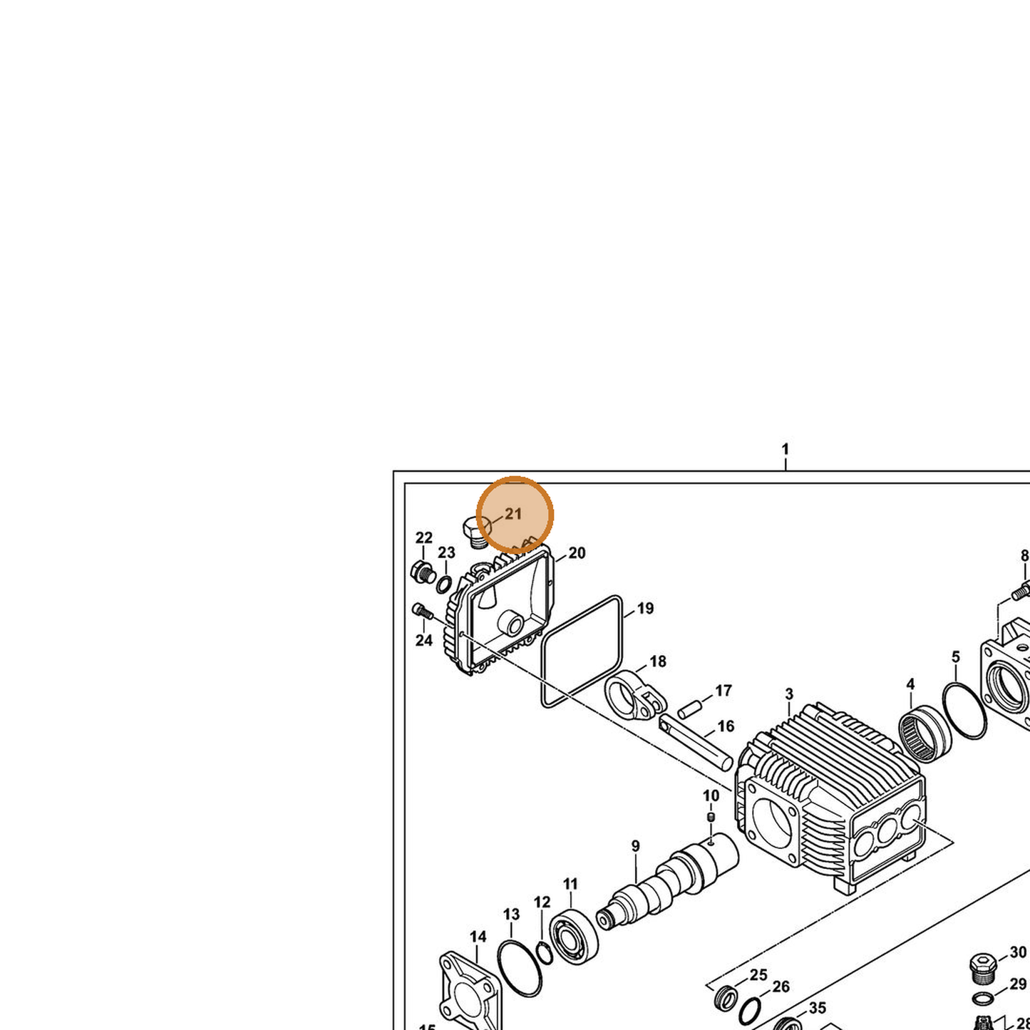 STIHL part 4791-708-5802 — IPL diagram snippet (6x zoom, amber highlight)