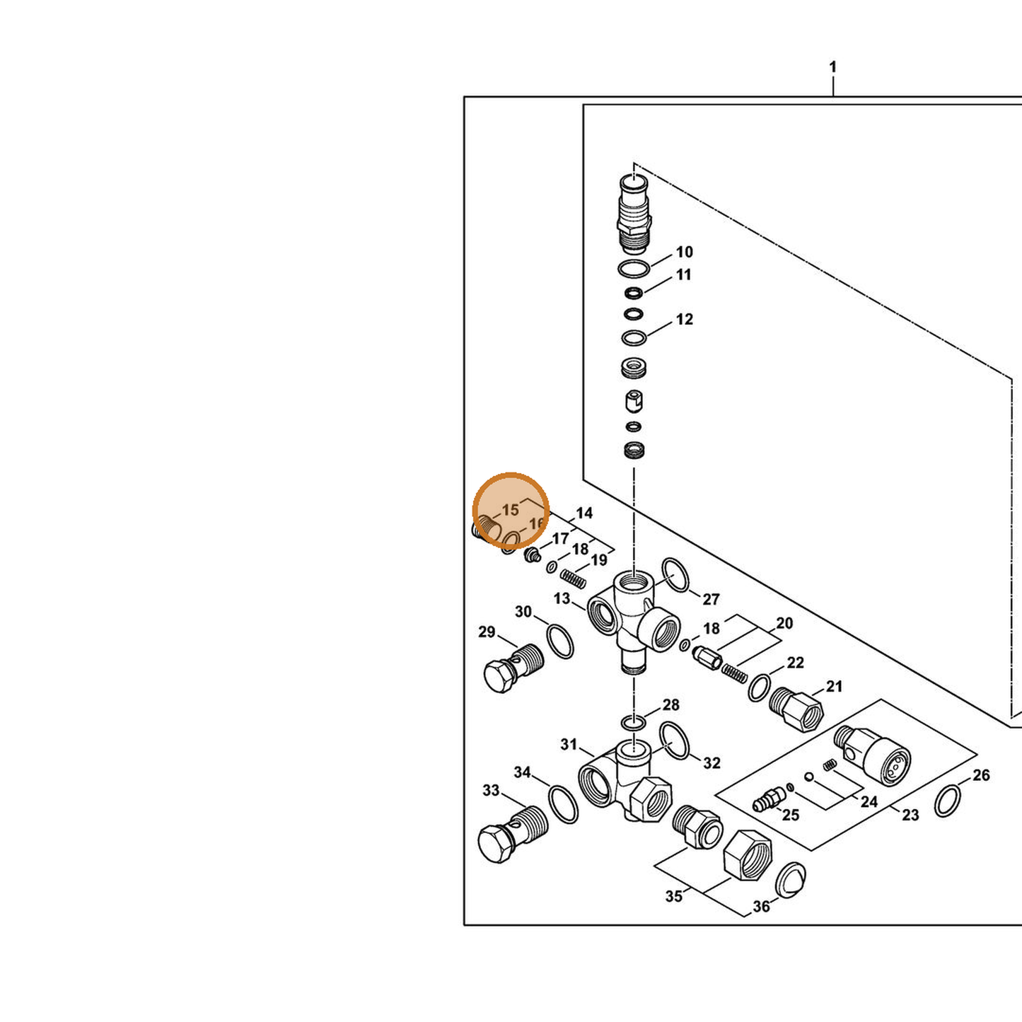 STIHL part 4791-708-5803 — IPL diagram snippet (6x zoom, amber highlight)