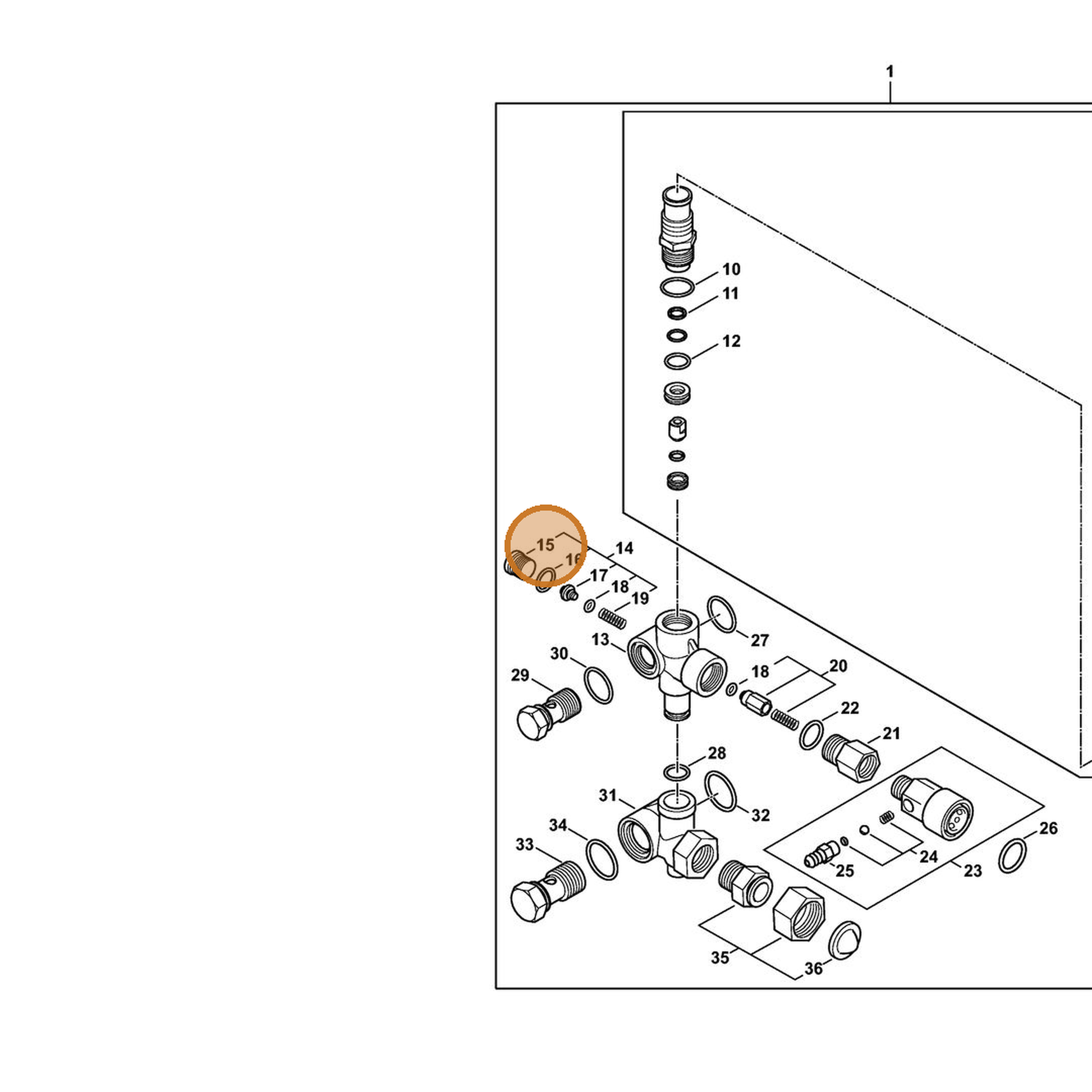 STIHL part 4791-708-5803 — IPL diagram snippet (6x zoom, amber highlight)