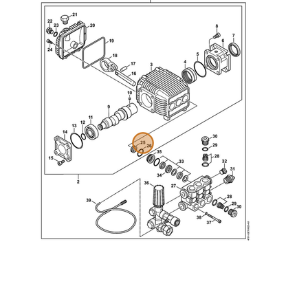 STIHL part 4791-709-2001 — IPL diagram snippet (6x zoom, amber highlight)