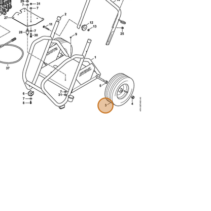 STIHL part 4791-791-3600 — IPL diagram snippet (6x zoom, amber highlight)