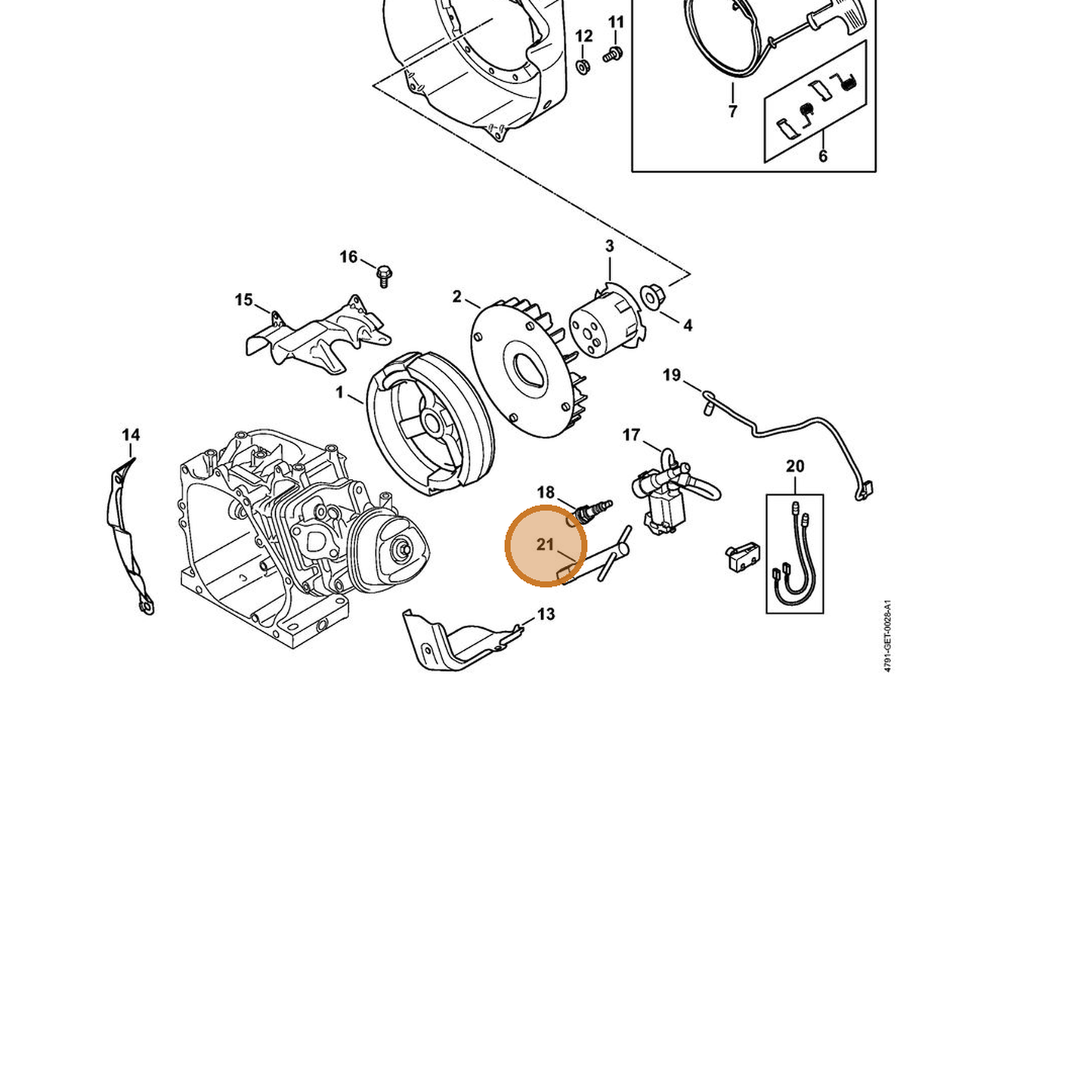 STIHL part 4791-890-3400 — IPL diagram snippet (6x zoom, amber highlight)