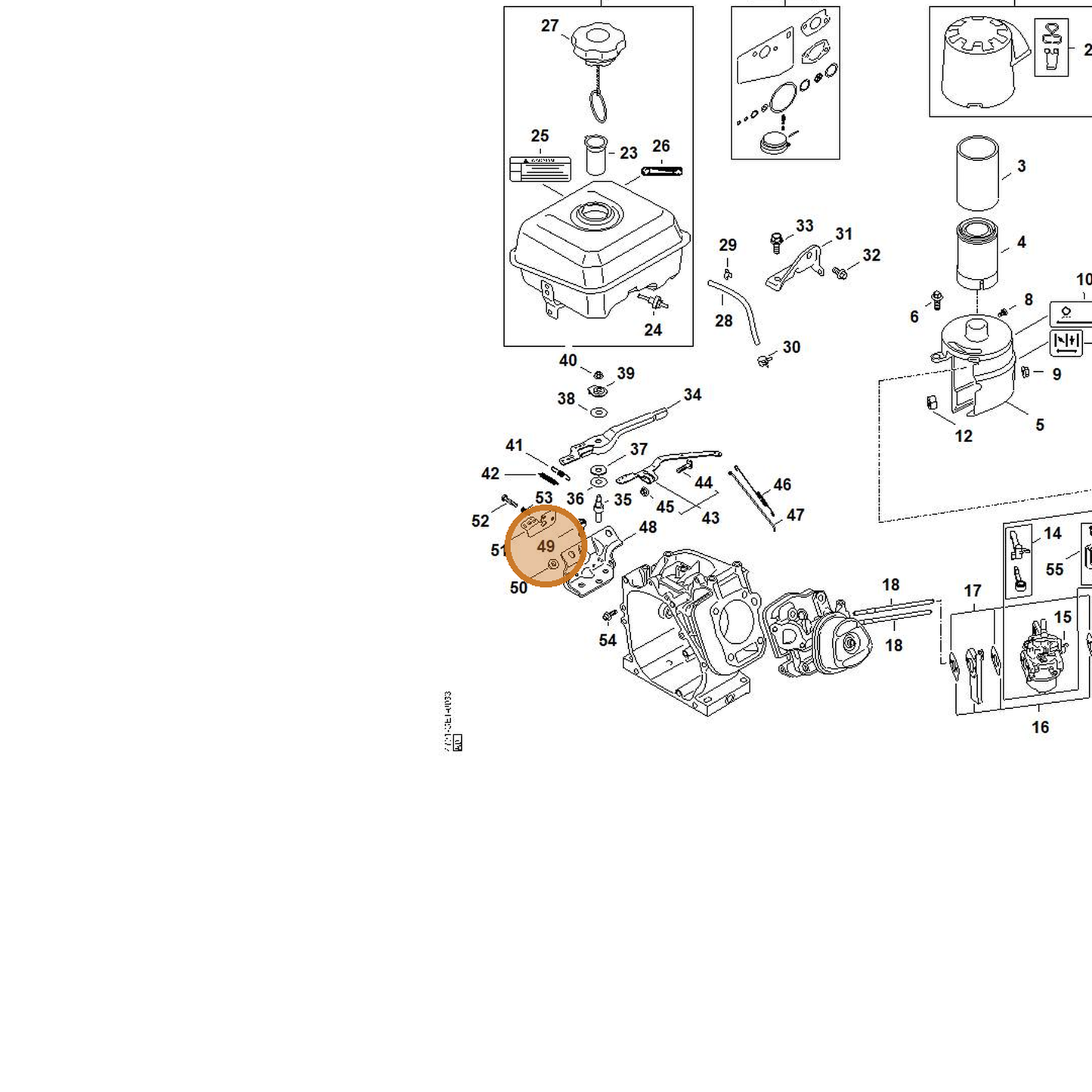 STIHL part 4791-951-9703 — IPL diagram snippet (6x zoom, amber highlight)