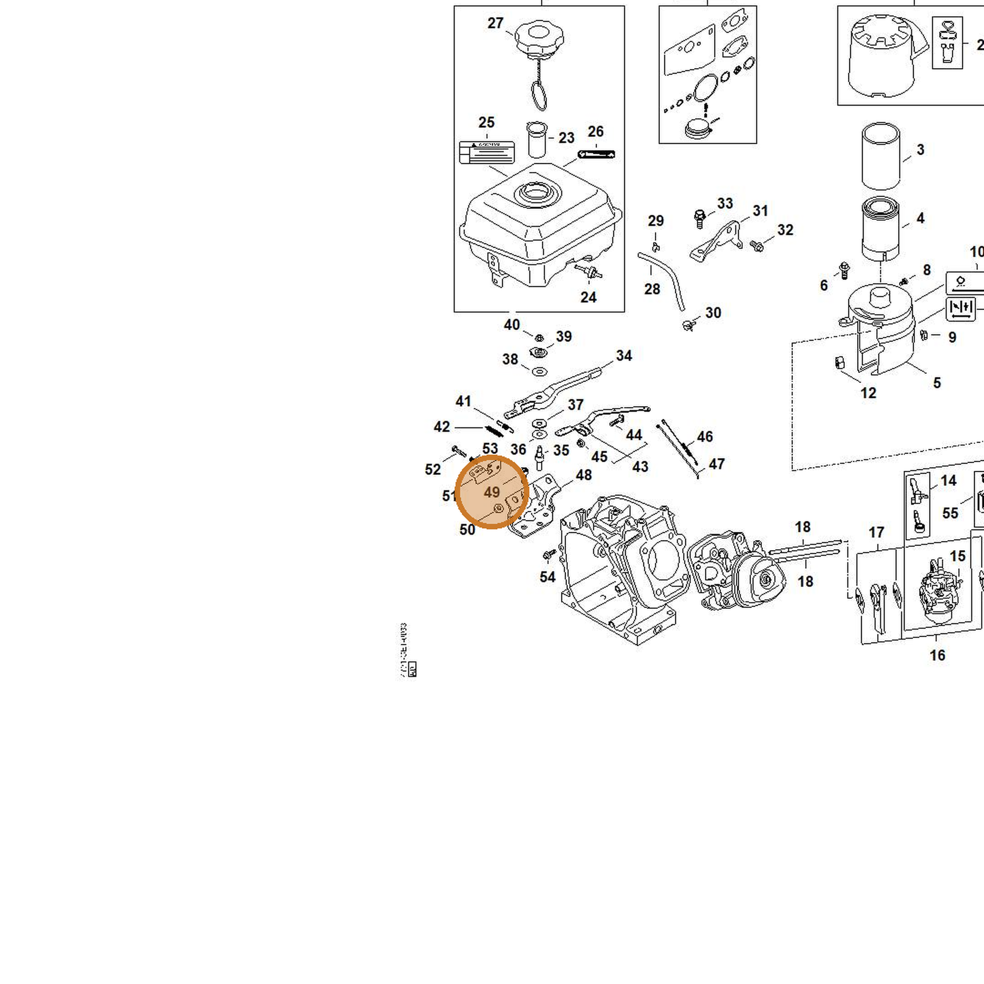 STIHL part 4791-951-9703 — IPL diagram snippet (6x zoom, amber highlight)